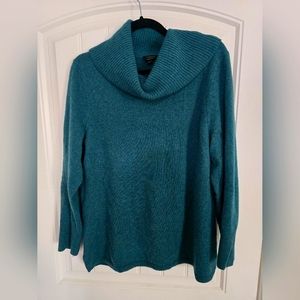 Talbots Pure Cashmere Cowlneck Sweater in Dark Teal